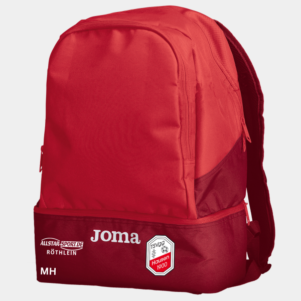 Sportrucksack rot 23,8L mit Logo und Initialen