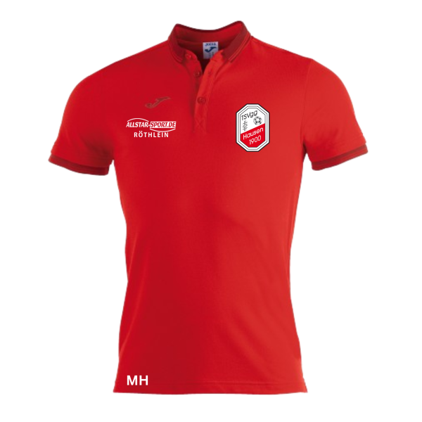 Poloshirt rot mit Logo und Initialen